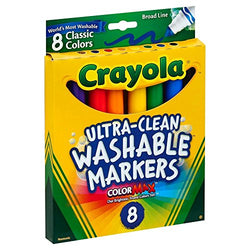 Crayola Broad Point Washable Markers, 8 Markers, Classic Colors Pack of 6