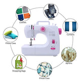 Portable Electric Sewing Machine, 16 Built-in Stitches Mini Beginners Sew Machines with Expansion Table and 42-Pieces sewing kit for Adult Kids Girls Household Embroidery Tool with Foot Pedal Led Light