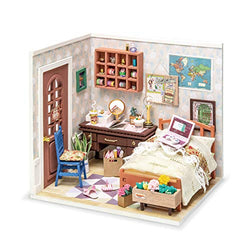 ROBOTIME Dollhouse Kit DIY Miniature Dollhouse with Furniture 1:24 Scale Miniature House Model - Anne's Bedroom