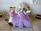 Miniature Blanket With Ornament. Dollhouse Bedding Quilt with Squares for 12-inch Size BJD Dolls.