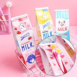 Newbested 5 Pack Creative Milk Cartons Waterproof Pencil Cases Boxes Big Capacity Pencil Holder Pen Pouch Stationery Organizer Cosmetic Bag with Zipper for School, Home, Office Use