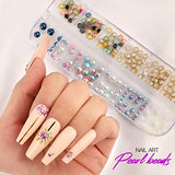Teenitor Nail Art Decoration Kit with Nail Design Brushes Glitters Foil Flakes Color Rhinestones Pearl Butterfly Stickers Nail Art Slices Nail Dotting Pen Wax Pencil Striping Tape Lines