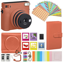 Fujifilm Instax Square SQ1 Instant Camera Terracotta Orange with Carrying Case + Accessories Bundle, Photo Album, Assorted Frames + More