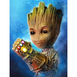 Betionol DIY 5D Diamond Painting Kits for Kids & Adults, Full Drill Crystal Rhinestone Painting by Number Kits with The Theme of Marvel Groot, 12 x 16 inch