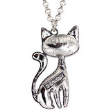 BONSNY Statement Enamel Alloy Chain Cat Necklaces Pendant Original Design For Women Girls (Blue)