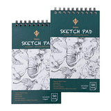 FUNSTAR Sketchbook Set, 5.5"X8.5" Inch (75lb/110g) Top Spiral Bound Sketch Pad, 2 Packs 50 Sheets of Acid Free Drawing Book for Artist Pro & Amateurs