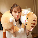 shangman Lovely Plush Cat Doll Cute Cartoon Soft Stuffed Kitten Pillow Long Throw Sleeping Pillow Doll Toy Gift for Kids Girlfriend Multiple Size (Brown,110cm/43.3in)