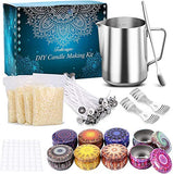 DIY Candle Making Kit Supplies, Arts & Craft Tools Including Pouring Pot, 50 Cotton Wicks, Candle Wicks Holder, Beeswax, Spoon & Candles tins