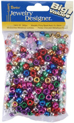 Darice 380-Piece Metallic Pony Beads, 6 by 9mm Assorted Colors