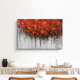 Pigort Abstract Flowers Canvas Wall Art Canvas Print Wall Decor, Floral Summer Scenery Painting Home Decorations Bedroom Office Artwork, 24 x 36 In