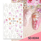 Nail Art Stickers 3 Sheets 5D Sterescopic Embossed Nail Decals Accessories Flowers Nail Art Supplies Self-Adhesive Nail Sticker Decoration for Nail DIY Design