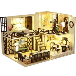 DIY DOLLHOUSE Fsolis Miniature Kit with Furniture, 3D Wooden Miniature House with Dust Cover and Music Movement, Miniature Dolls House kit (JM33)
