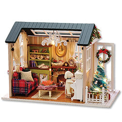 TuKIIE DIY Miniature Dollhouse Kit, 1:24 Scale Wooden Mini Doll House Accessories with Furniture for Kids Teens Adults(Holiday Times)