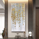 Yotree Paintings, 24x48 Inch Paintings Oil Hand Painting Silver-gold Flowers Paintings 3D Hand-Painted On Canvas Abstract Artwork Art Wood Inside Framed Hanging Wall Decoration Abstract Painting