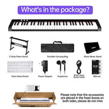 TERENCE Keyboard Piano with 61 Semi-weighted Keys & 1800mAh Battery Support MIDI USB Interface & Piano Application with Bluetooth Sheet Music Stand Sticker Bag Audio Cable Earphones