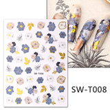 Flower Nail Art Sticker, 3D Self-Adhesive Nail Decals Rose Nail Stickers for Nail Art Feather Nail Decals for Acrylic Nails Gold Nail Stickers for Women Dream Catchers Nail Decoration 4 Sheets