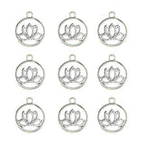 Pack of 50 Lovely Round 20mm Lotus Flower Charms Pendants DIY Antique Charms Pendant (50 Lotus