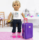 Click N' Play 18” Doll Travel Carry On Suitcase Luggage 7Piece Set with Travel Gear Accessories, Perfect for 18" American Girl Dolls