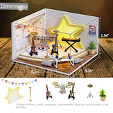 PWTAO DIY Miniature Dollhouse Furniture Kit, 3D Wooden Mini Doll House Accessories Plus Dust Proof, 1:32 Scale Creative Room(Band)