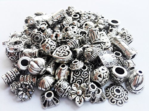 Crafty EC-5004 120-Piece Bali Style Jewelry Making Metal Bead Caps Deluxe New Mix, 40gm, Silver