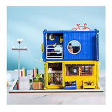 Eoncore DIY Miniature Container House DIY Dollhouse Kit with Music Wood Family Toy for Boys Girls Adults