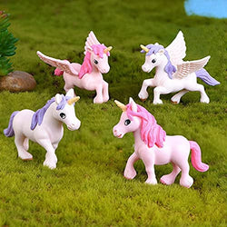 IYSHOUGONG 8Pcs/Set Dollhouse Miniatures Fairy Pegasus Horse Elf Dollhouse Unicorn Figurine Statue Garden Ornament Home Decor for DIY Fairy Garden Dollhouse Decor
