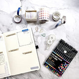 Bullet Dotted Journal Kit - A5 Hardcover Dotted Notebook with 200 Pages, 12 Fineliner Colored Pens, Stickers, Washi Tapes, Correction Tape, Paper Clips, Journaling Kit for Planner Schedule (Gray)