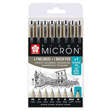 SAKURA PIGMA Micron Fineliner Pens Pack of 8 Black