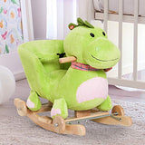 Qaba Kids Interactive 2-in-1 Plush Ride-On Stroller Rocking Dinosaur with Nursery Song