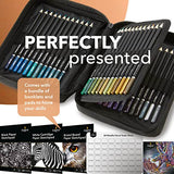 Castle Art Supplies 48 Metallic Colored Pencils Set with Extras | Quality Wax Cores with Shimmering Shades for Professional, Adult Artists, Colorists | in Strong Carry-Anywhere Zipper Case