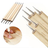 COMIART 5Pcs Wooden Ball Styluses Tool Set for Embossing Pattern Clay Sculpting , Nail Art