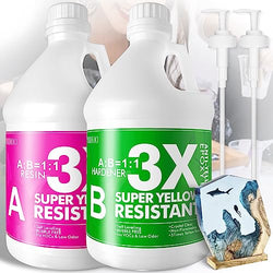 PUDUO Epoxy Resin 1 Gallon Kit with Pump Super Anti-Yellowing Crystal Clear Epoxy Resin Craft Resin epoxy Resin kit for Art, Jewelry Making, Casting, Silicone molds, Craft Resin Epoxy Resin