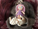 Miniature Art Doll, Amigurumi Hand Croched with Painted Eyes Removable Dress