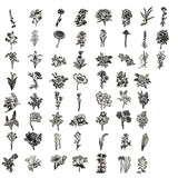 120 PCS Black and White Vintage Retro Flower Plant Stickers Decals for Laptop Scrapbooking Journal Planner Card Making