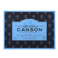 L'Aquarelle 23 x 31 cm 20 Sheets 300 g Canson Héritage 4-Sided Glued Tea Towel Block, White