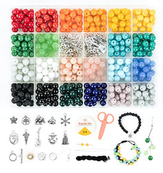 XAHUAYUAN 440Pcs 8mm Crystal Beads for Jewelry Making Kit for Adults, 22 Colors Natural Healing Beads Kit for DIY Bracelets Earrings Keychain Necklace, Gemstone Beading & Jewelry Making Supplies