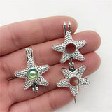 10pcs Starfish Pearl Cage Bright Silver Beads Cage Locket Pendant Jewelry Making Supplies-for