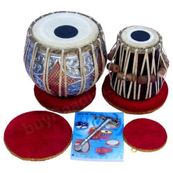 Maharaja Musicals Tabla Drum Set, Concert Quality, 4.5Kg Copper Bayan - Double Color, Sheesham Dayan Tuneable To C#, Padded Bag, Book, Hammer, Cushions & Cover, Indian Hand Drums (PDI-GJ)