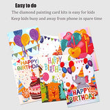 Birthday Card Making Kits, 5 D Diamond Painting for Kids Craft Hobby Supplies,, 6 Packs