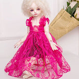 MagiDeal Adorable Rose Red One-piece Party Dress Princes Lace Skirt for 1/3 1/4 BJD SD AS DZ LUTS Dollfie Dress Up Accessories