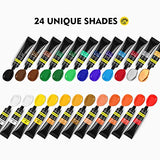 Magicfly 36 Pcs Acrylic Paint Set for Kids, 24 Rich Pigments Acrylic Paint Kit for Beginner (12 ml/0.4 oz) with 6 Paint Brushes, 3 Canvas Panels, 1 Paint Knives, 1 Palette & Sponge，Christmas Gifts for Kids & Beginner Artist