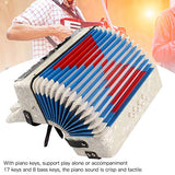 17 Key Accordion, 17 Keys Bass Accordion, With Retractable Leather Strap White Celluloid Coating for Gifts Performance Instrument Children Adults