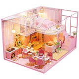 Dollhouse Miniature with Furniture,DIY 3D Wooden Doll House Kit Apartment Style Plus with Dust Cover and Music Movement,1:24 Scale Creative Room Idea Best Gift for Children Friend Lover L031