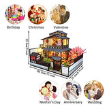 ZQWE Japanese-Style Romantic Assembled House Creative Wooden Hand-Assembled Building Model DIY Wooden Doll House Miniature kit with Dust Cover