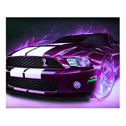 Aphila DIY 5D Diamond Painting Kit for Adults Full Round Drill Kits Canvas Embroidery by Numbers Cross Stitch Kits Christmas Gifts 10x12inches,Purple Racing Car Cool