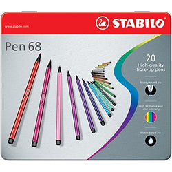 Stabilo 68 Metal Tin Fineliner Pens, Set of 20, Multicolored