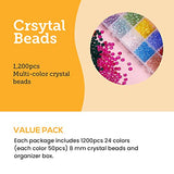 Incraftables Bicone Crystal Beads for Jewelry Making 1200pcs (24 Colors). Assorted Crystal Glass Beads for Bracelets Making (6mm). Bulk Faceted Bead Set for DIY Crafts with Elastic String & Organizer