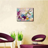 FQJNS Floral flowers dragonfly art Wall Art Image Oil Painting Canvas Prints for Home Office Bedroom Decorations Framed Ready to Hang Size 16"X20"(40cmx50cm)