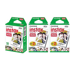 Fujifilm Instax Mini Instant Film, 2 x 10 Shoots x 2 Pack + 10 Shoots (Total 50 Shoots) + Free