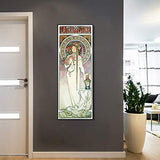 INVIN ART Framed Canvas Giclee Print The Trappistine by Alphonse Mucha Wall Art Living Room Home Office Decorations(Black Slim Frame,16"x48")